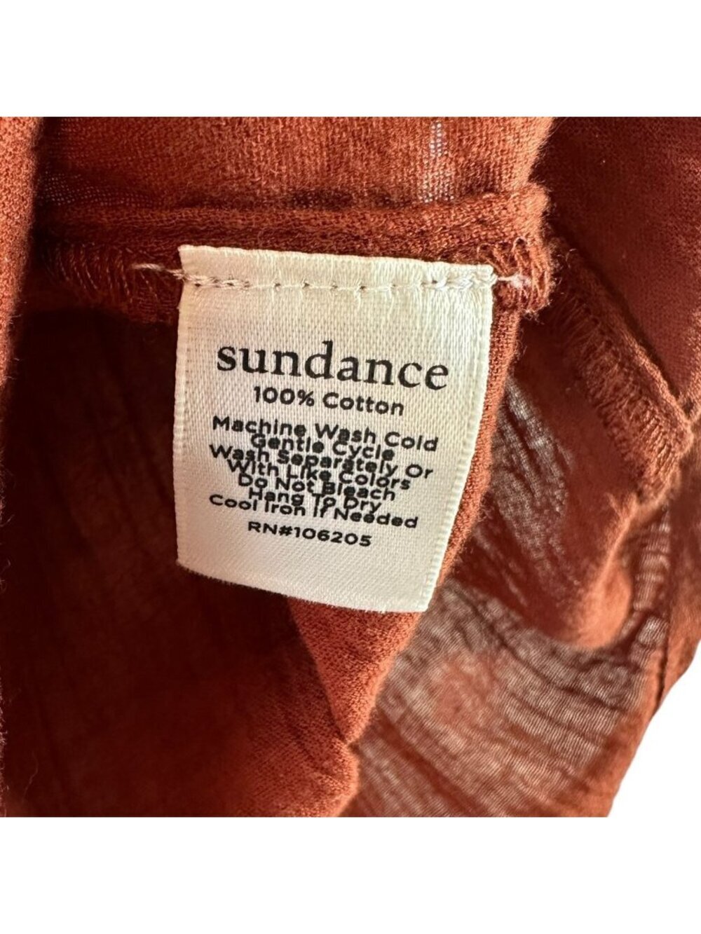Sundance Rust Cotton Victorian Prairie Blouse Size Small Ruffle Neck Lace Trim - Picture 6 of 6